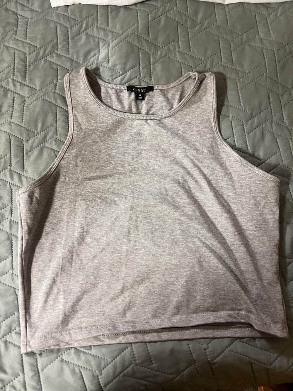Zobha Light Gray Cropped Workout Tank Top
